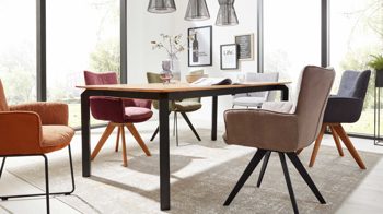 Auszugtisch Interliving aus Holz in Holzfarben Interliving Esszimmer Serie 5111 – Auszugtisch 6813-79 Charakter-Eiche & schwarzes Eisen – ca. 180-260 x 100 cm