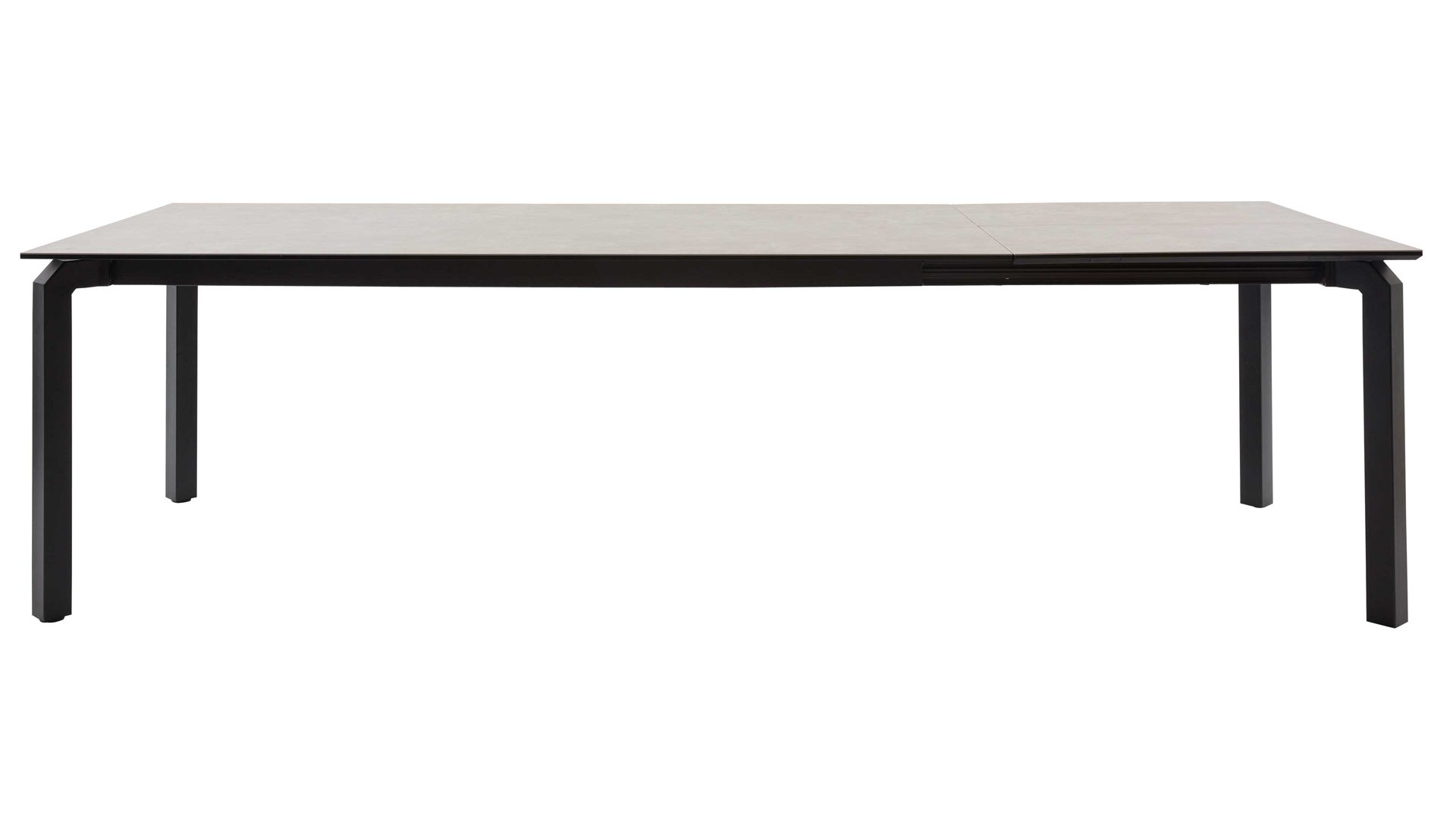 Auszugtisch Interliving aus Keramik in Grau Interliving Esszimmer Serie 5111 – Auszugtisch graue Glaskeramik & schwarzes Eisen – ca. 200-280 x 100 cm