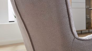 Polsterstuhl Interliving aus Stoff in Hellgrau Interliving Esszimmer Serie 5111 – Schalensessel platinfarbene Bezugkombi 959 & schwarzes Eisen