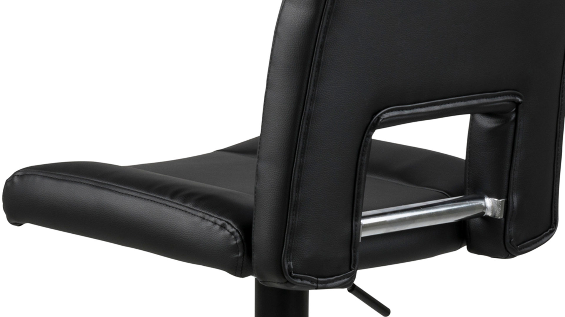 Barhocker Actona group aus Stoff in Anthrazit Barhocker mit Trompetenfuß bzw. Tresenstuhl Sylvia mattschwarzer Fuß & schwarzes Kunstleder