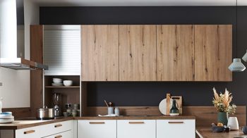 Einbauküche Nolte® küchen aus Holz in Holzfarben nolte® Einbauküche Flair mit Constructa Einbaugeräten Vulkaneiche & Weiß - Stellfläche ca. 365 x 350 cm