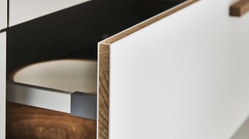 Einbauküche Nolte® küchen aus Holz in Holzfarben nolte® Einbauküche Flair mit Constructa Einbaugeräten Vulkaneiche & Weiß - Stellfläche ca. 365 x 350 cm