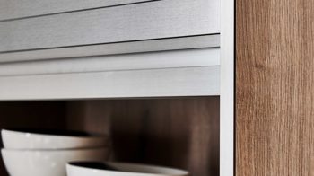 Einbauküche Nolte® küchen aus Holz in Holzfarben nolte® Einbauküche Flair mit Constructa Einbaugeräten Vulkaneiche & Weiß - Stellfläche ca. 365 x 350 cm