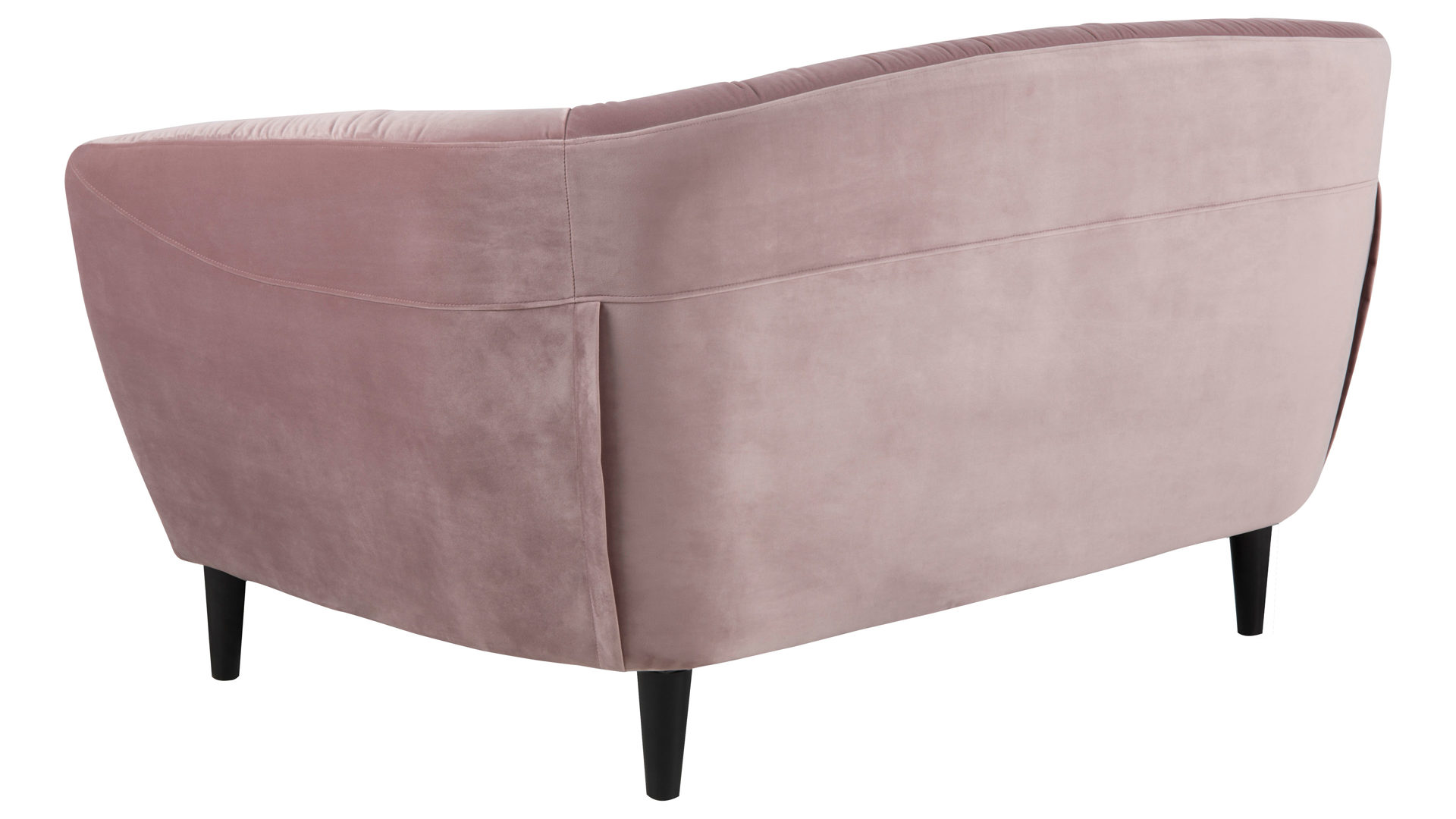 Zweisitzer Actona group aus Stoff in Pink Zweisitzer-Sofa als bequemes Polstermöbel pastellrosa Samt Vic 18 & schwarze Holzfüße, Breite ca.  150 cm