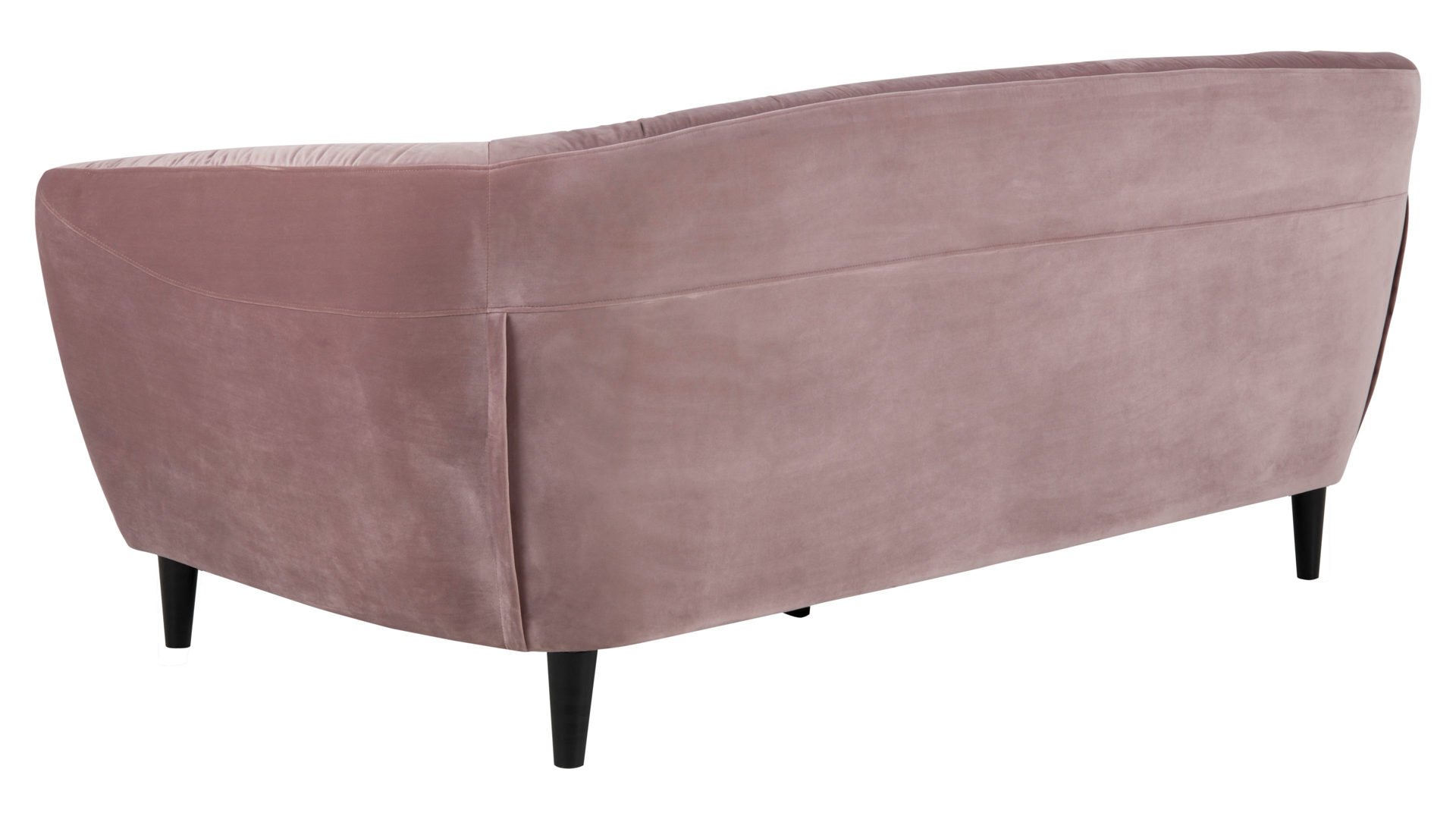 Dreisitzer Actona group aus Stoff in Pink Dreisitzer-Sofa als bequemes Polstermöbel pastellrosa Samt Vic 18 & schwarze Holzfüße - Breite ca. 191 cm
