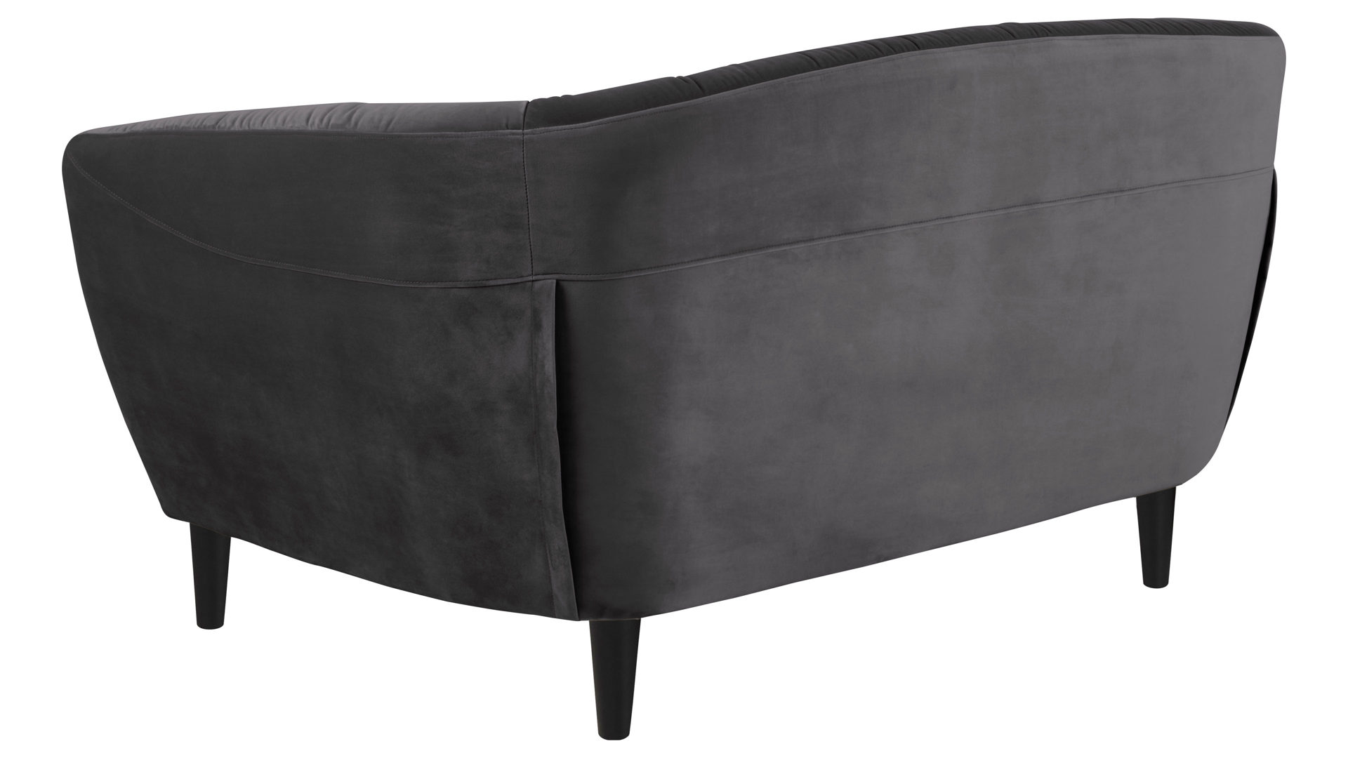 Zweisitzer Actona group aus Stoff in Dunkelgrau Zweisitzer-Sofa als bequemes Polstermöbel dunkelgrauer Samt Vic 28 & schwarze Holzfüße, Breite ca.  150 cm