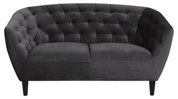 Zweisitzer Actona group aus Stoff in Dunkelgrau Zweisitzer-Sofa als bequemes Polstermöbel dunkelgrauer Samt Vic 28 & schwarze Holzfüße, Breite ca.  150 cm