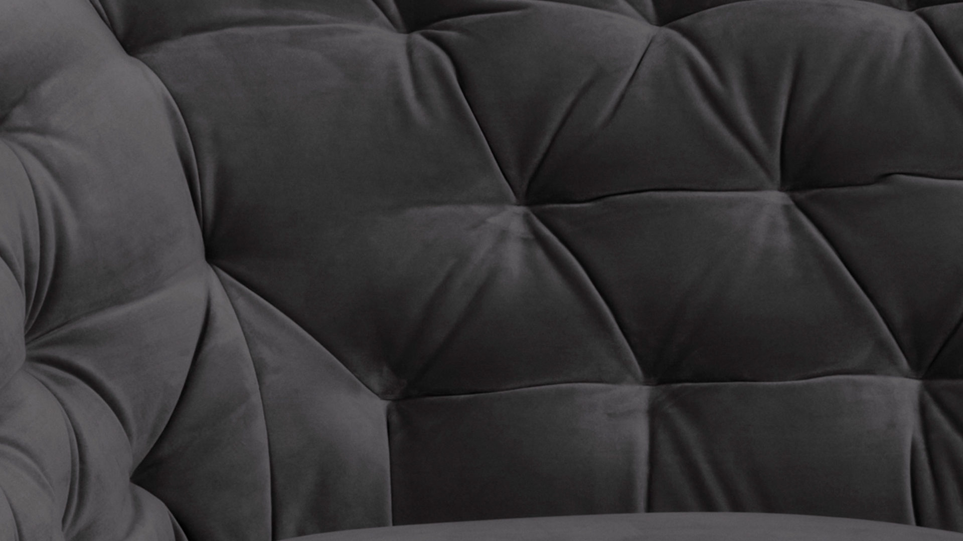 Zweisitzer Actona group aus Stoff in Dunkelgrau Zweisitzer-Sofa als bequemes Polstermöbel dunkelgrauer Samt Vic 28 & schwarze Holzfüße, Breite ca.  150 cm