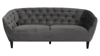 Dreisitzer Actona group aus Stoff in Dunkelgrau Dreisitzer-Sofa als bequemes Polstermöbel dunkelgrauer Samt Vic 28 & schwarze Holzfüße - Breite ca. 191 cm