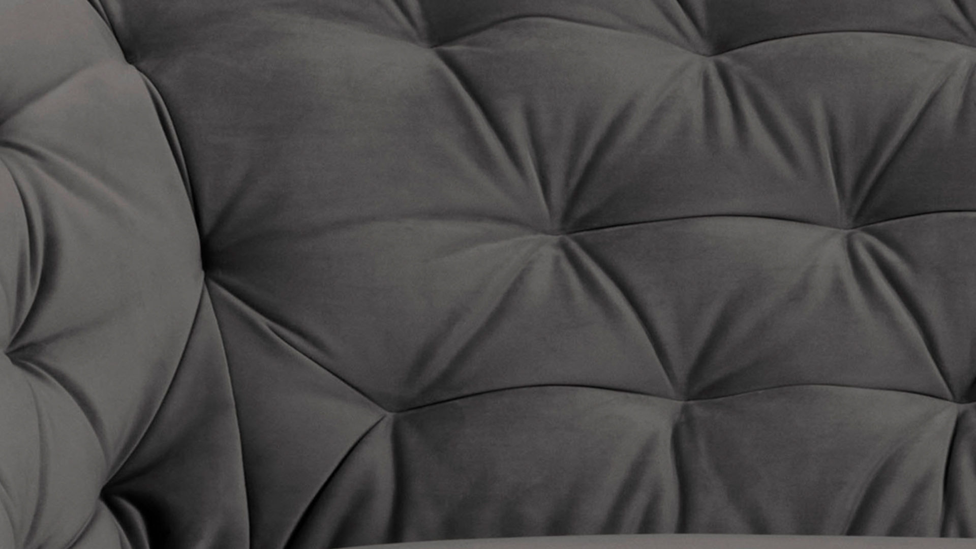 Dreisitzer Actona group aus Stoff in Dunkelgrau Dreisitzer-Sofa als bequemes Polstermöbel dunkelgrauer Samt Vic 28 & schwarze Holzfüße - Breite ca. 191 cm