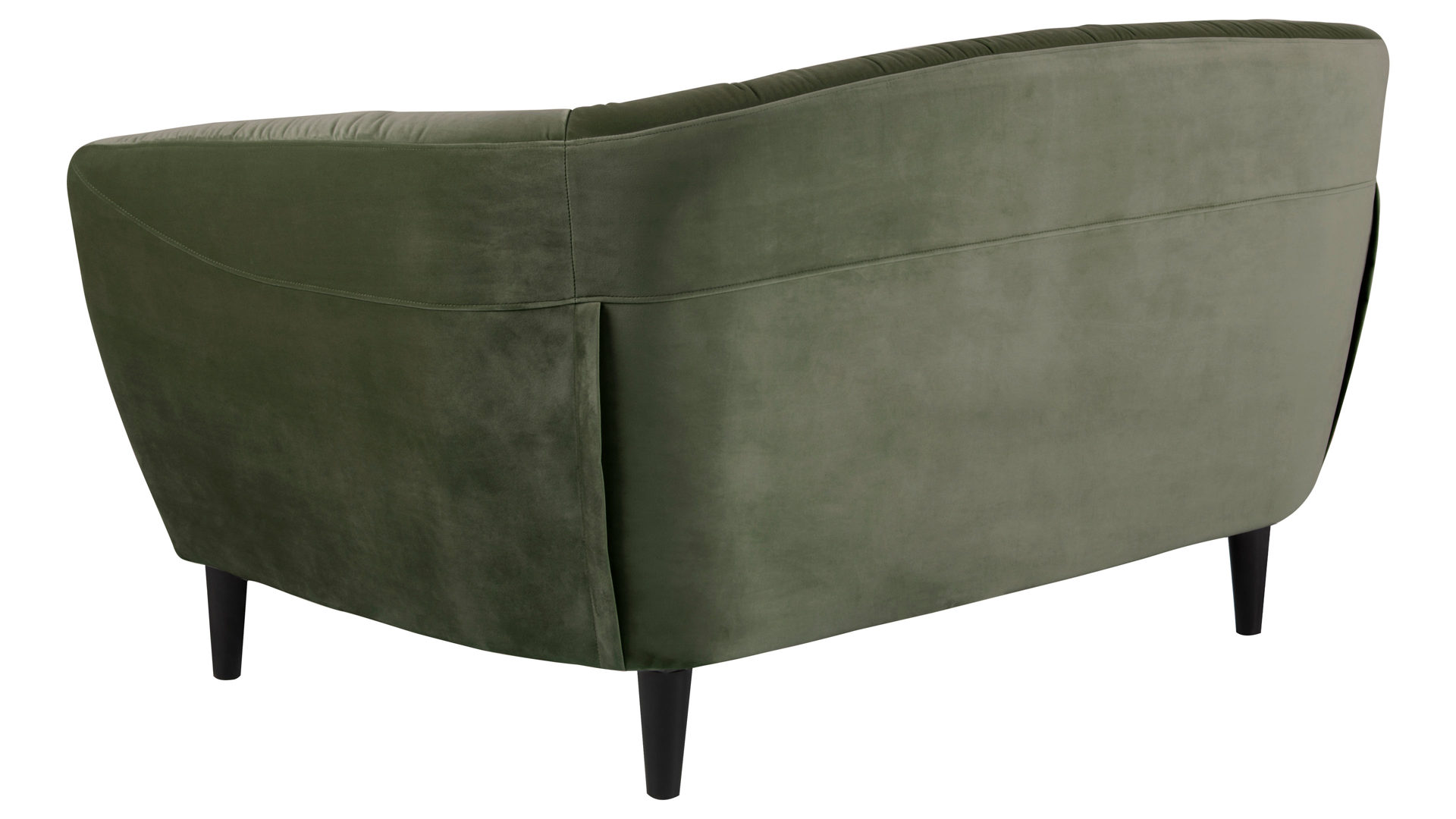 Zweisitzer Actona group aus Stoff in Dunkelgrün Zweisitzer-Sofa als bequemes Polstermöbel waldgrüner Samt Vic 18 & schwarze Holzfüße, Breite ca.  150 cm