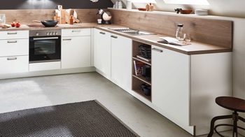 Einbauküche Nolte® küchen aus Holz in Weiß nolte® Einbauküche Plus mit Einbaugeräten Weiß & Steineiche - Stellfläche ca. 350 x 290 cm