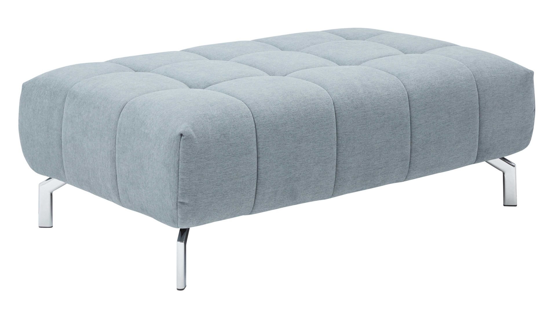 Polsterhocker modulmaster aus Stoff in Hellblau Modulmaster MM-MP1075 - XXL-Polsterhocker Chromfüße & stahlfarbene Chenille Nemo - ca. 126 x 76 cm
