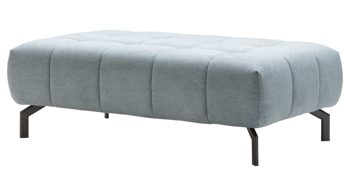 Polsterhocker modulmaster aus Stoff in Hellblau Modulmaster MM-MP1075 - XXL-Polsterhocker schwarze Metallfüße & stahlfarbene Chenille Nemo - ca. 126 x 76 cm