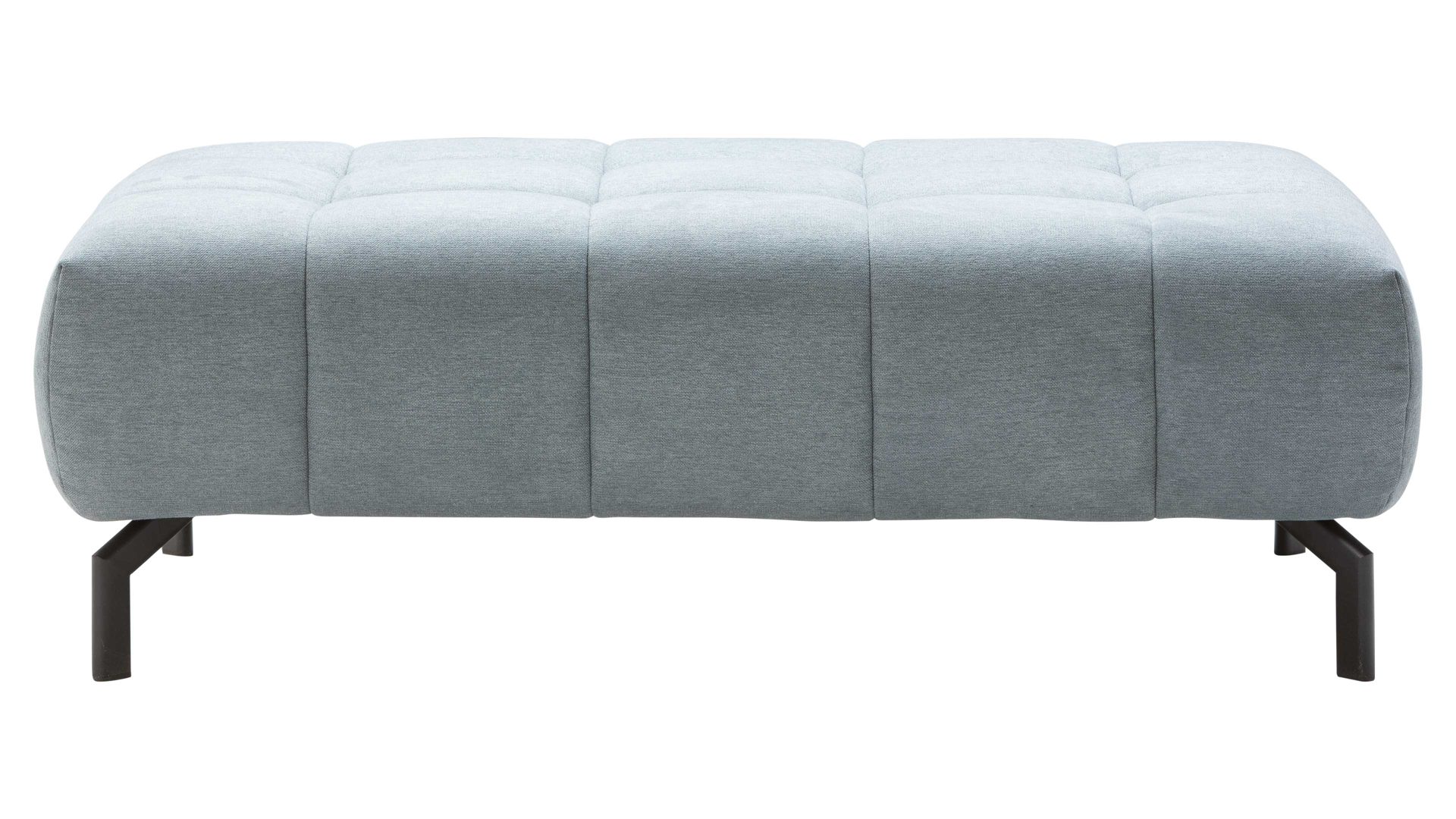 Polsterhocker modulmaster aus Stoff in Hellblau Modulmaster MM-MP1075 - XXL-Polsterhocker schwarze Metallfüße & stahlfarbene Chenille Nemo - ca. 126 x 76 cm