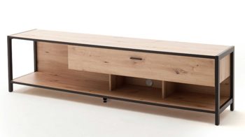 Wohnwand Mca furniture aus Holz in Holzfarben Wohnwand Algarve Balkeneiche & Anthrazit - vierteilig, Breite ca. 300 cm