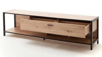 Wohnwand Mca furniture aus Holz in Holzfarben Wohnwand Algarve Balkeneiche & Anthrazit - vierteilig, Breite ca. 300 cm