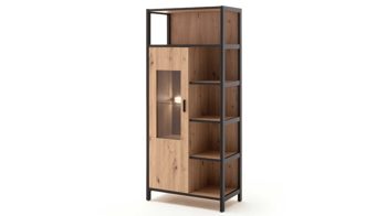 Wohnwand Mca furniture aus Holz in Holzfarben Wohnwand Algarve Balkeneiche & Anthrazit - vierteilig, Breite ca. 300 cm