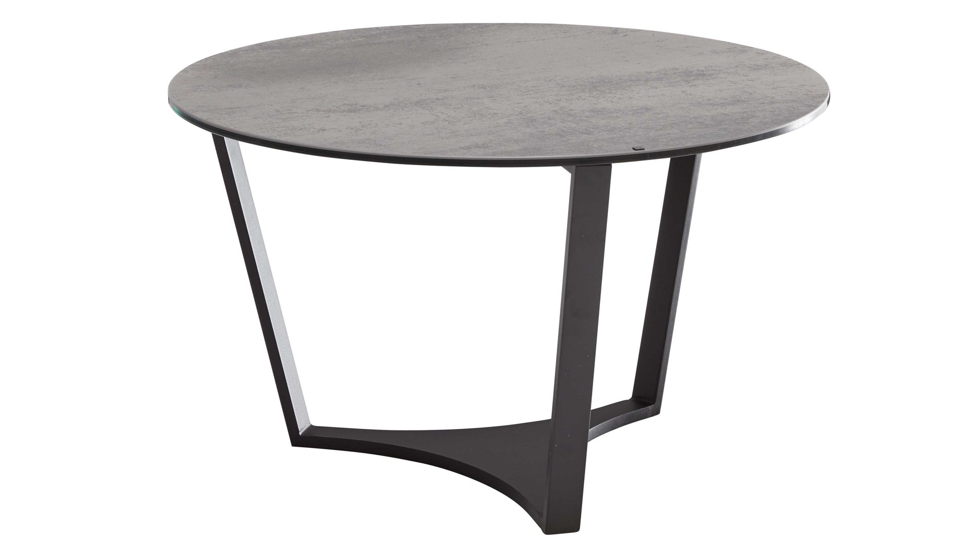 Couchtisch Interliving aus Keramik in Dunkelgrau Interliving Couchtisch Serie 6208 - Couchtisch CT174TSD titanfarbene Keramik & schwarzer Stahl - Durchmesser ca. 75 cm