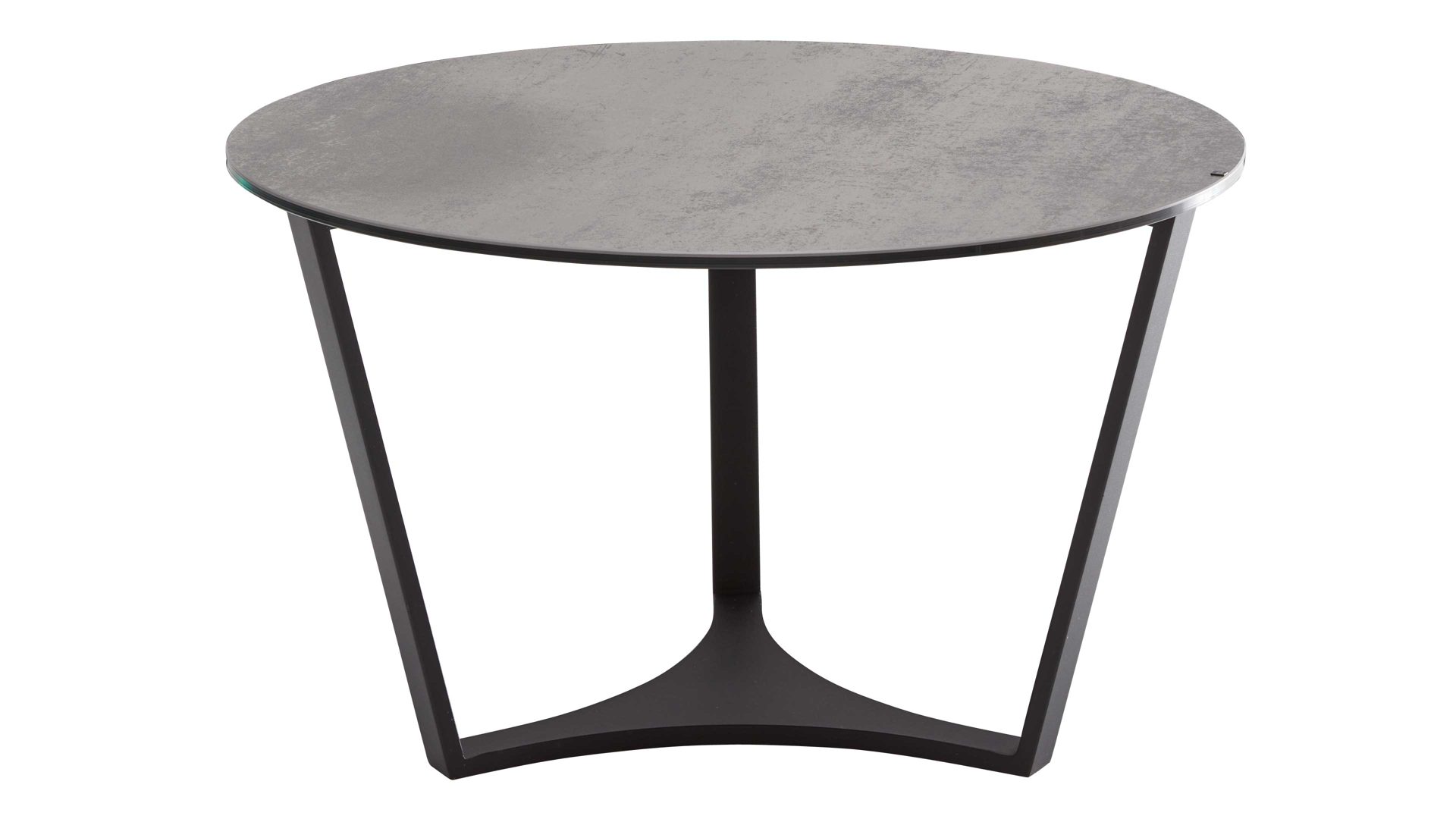 Couchtisch Interliving aus Keramik in Dunkelgrau Interliving Couchtisch Serie 6208 - Couchtisch CT174TSD titanfarbene Keramik & schwarzer Stahl - Durchmesser ca. 75 cm