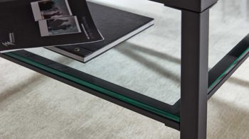 Couchtisch Interliving aus Keramik in Dunkelgrau Interliving Couchtisch Serie 6210 - Couchtisch CT194TI titanfarbene Keramik & schwarzer Stahl - ca. 120 x 70 cm