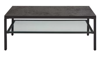 Couchtisch Interliving aus Keramik in Dunkelgrau Interliving Couchtisch Serie 6210 - Couchtisch CT194TI titanfarbene Keramik & schwarzer Stahl - ca. 120 x 70 cm