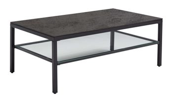 Couchtisch Interliving aus Keramik in Dunkelgrau Interliving Couchtisch Serie 6210 - Couchtisch titanfarbene Keramik & schwarzer Stahl - ca. 120 x 70 cm