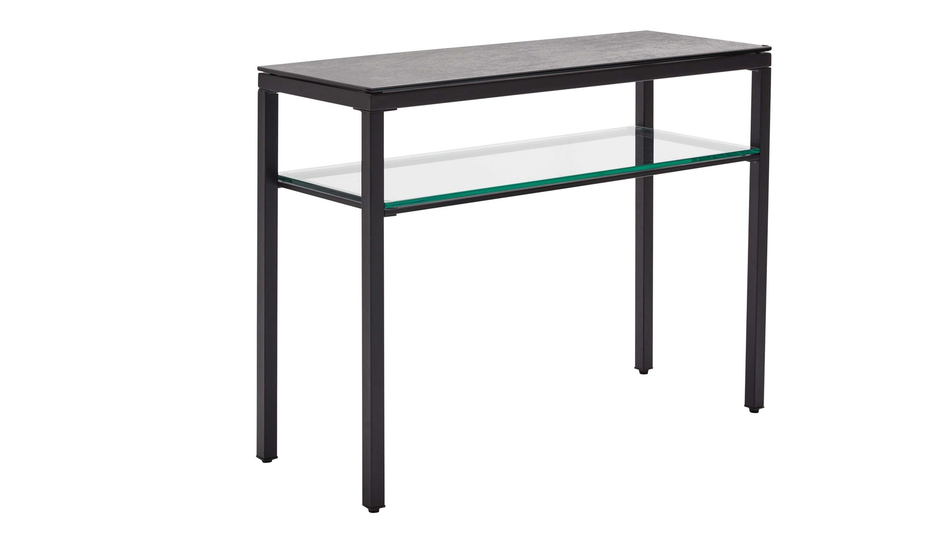 Konsoltisch Interliving aus Keramik in Grau Interliving Couchtisch Serie 6210 - Konsoltisch ST194AR zementgrau Keramik & schwarzer Stahl - ca. 100 x 38 cm