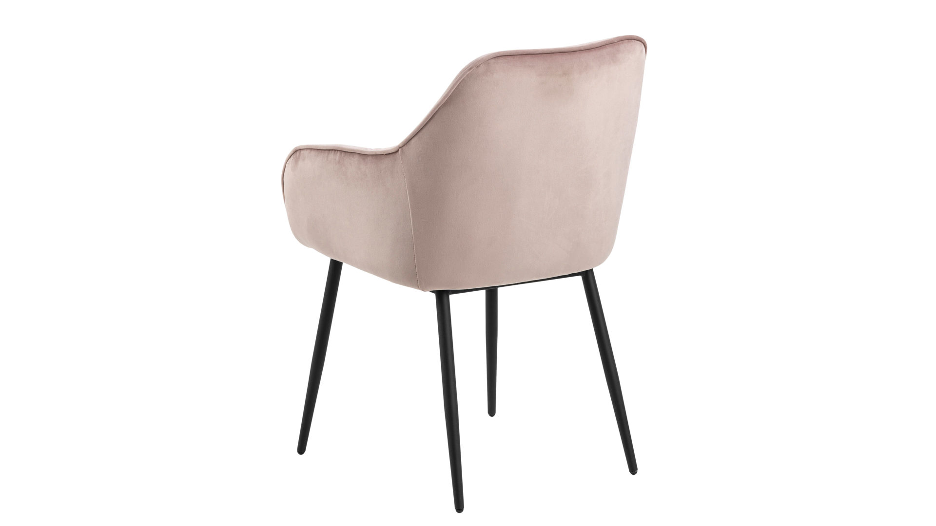 Vierfußstuhl Actona group aus Stoff in Pink Armlehnstuhl Brooke pastellrosa Samt Vic 18 & schwarzes Metall