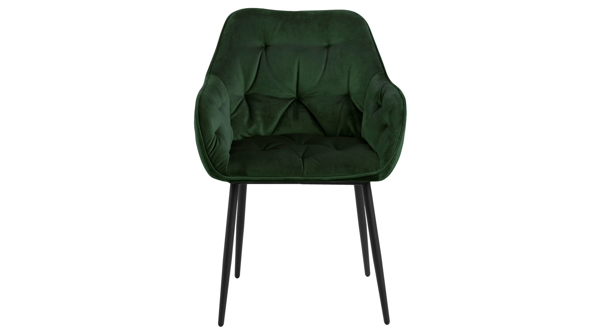 Vierfußstuhl Actona group aus Stoff in Dunkelgrün Armlehnstuhl Brooke waldgrüner Samt Vic 68AC & schwarzes Metall