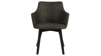 Polsterstuhl Actona group aus Stoff in Dunkelgrün Armlehnstuhl Bella bzw. Polsterstuhl olivgrüner Bezug Preston 38 & Eichenholzfüße