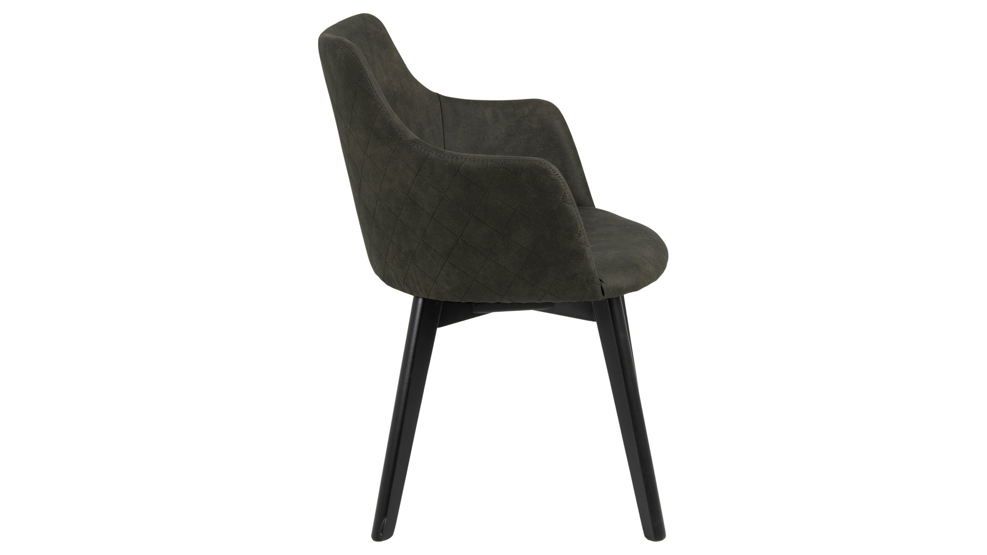 Polsterstuhl Actona group aus Stoff in Dunkelgrün Armlehnstuhl Bella bzw. Polsterstuhl olivgrüner Bezug Preston 38 & Eichenholzfüße