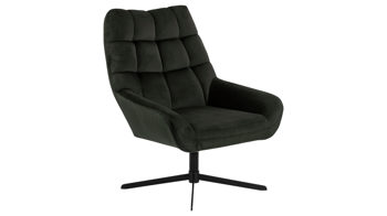 Drehsessel Actona group aus Stoff in Dunkelgrün Lounge-Drehsessel Paris dunkelgrüner Samt Vic 74AC & schwarzes Metallgestell