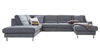 Ecksofa Interliving aus Stoff in Hellblau Interliving Sofa Serie 4305 – Wohnlandschaft mit Federkern eisblaue Chenille Miro – Stellfläche ca. 211 x 311 cm