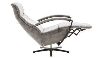 Relaxsessel modulmaster aus Stoff in Hellgrau Modulmaster MM-ZE1062 - Relaxsessel 1DRF silberfarbener Velours Amira & Sternfuß V1S