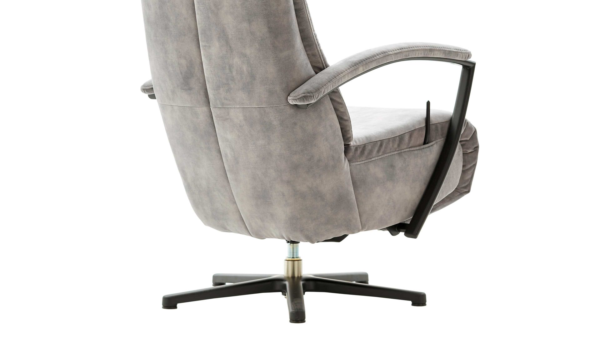 Relaxsessel modulmaster aus Stoff in Hellgrau Modulmaster MM-ZE1062 - Relaxsessel 1DRF silberfarbener Velours Amira & Sternfuß V1S