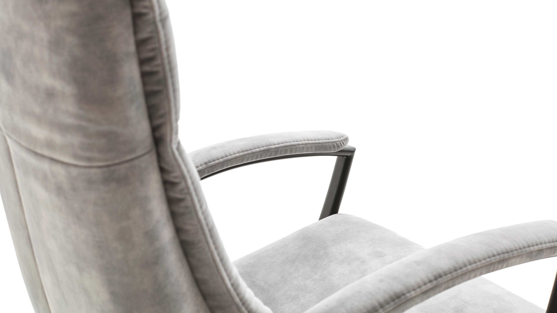 Relaxsessel modulmaster aus Stoff in Hellgrau Modulmaster MM-ZE1062 - Relaxsessel 1DRF silberfarbener Velours Amira & Sternfuß V1S