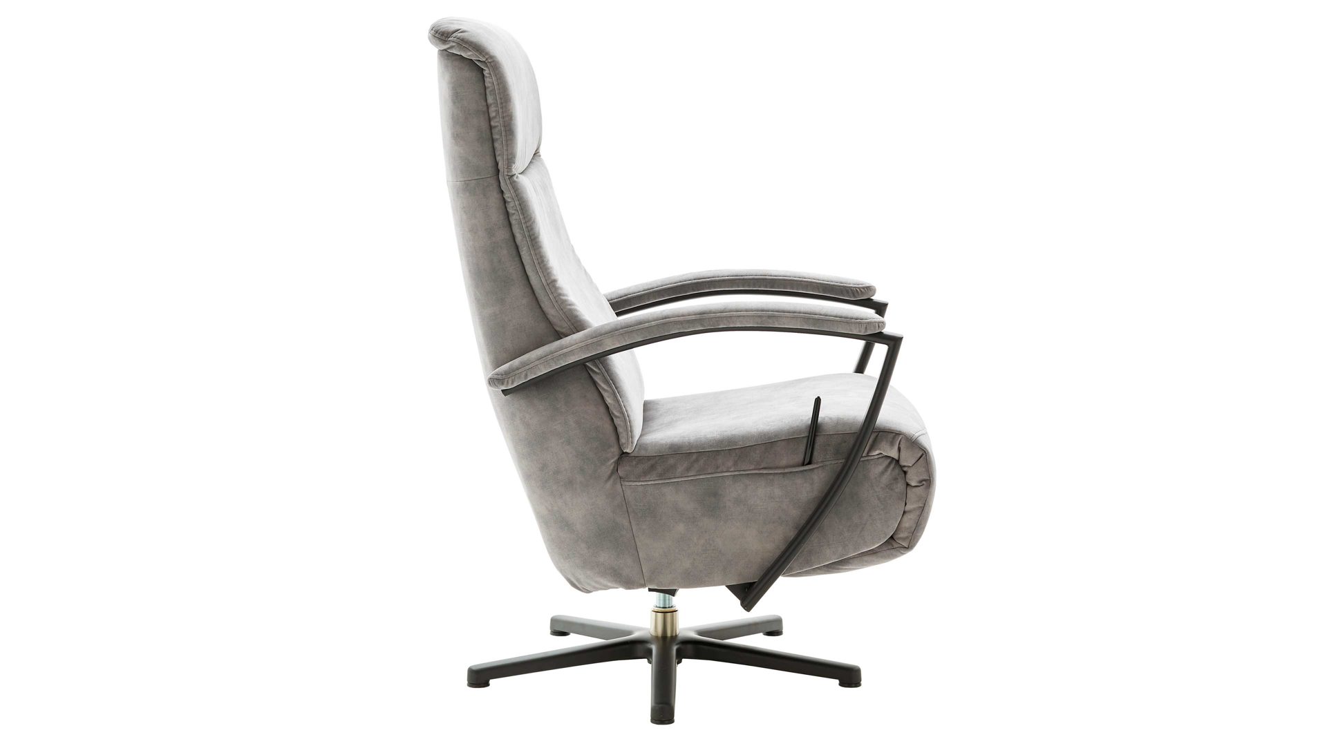 Relaxsessel modulmaster aus Stoff in Hellgrau Modulmaster MM-ZE1062 - Relaxsessel 1DRF silberfarbener Velours Amira & Sternfuß V1S