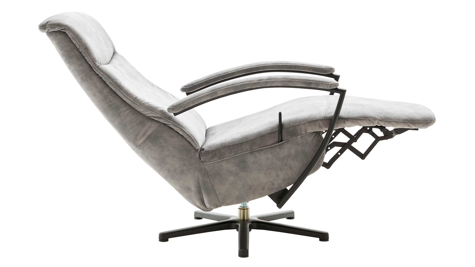 Relaxsessel modulmaster aus Stoff in Hellgrau Modulmaster MM-ZE1062 - Relaxsessel 1DRF silberfarbener Velours Amira & Sternfuß V1S