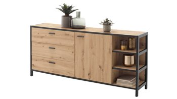 Sideboard Mca direkt aus Holz in Holzfarben Sideboard Algarve Balkeneiche & Anthrazit - drei Schubladen, eine Tür