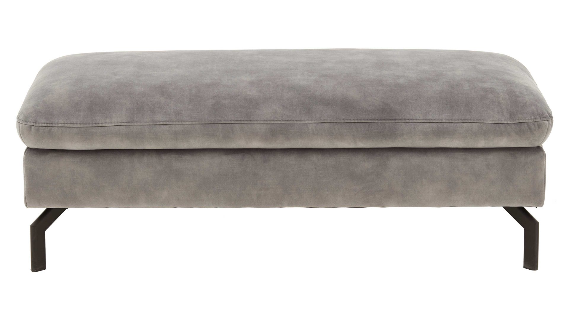 Polsterhocker modulmaster aus Stoff in Grau Modulmaster MM-ZE1126 - XXL-Hocker silberfarbener Velours Amira - ca. 125 x 62 cm