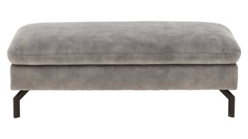 Polsterhocker modulmaster aus Stoff in Grau Modulmaster MM-ZE1126 - XXL-Hocker silberfarbener Velours Amira - ca. 125 x 62 cm