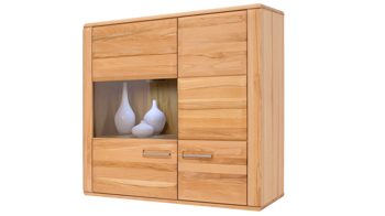 Hängeschrank Mca direkt aus Holz in Holzfarben Wohnprogramm Sena - Hängevitrine geölte Kernbuche – zwei Türen