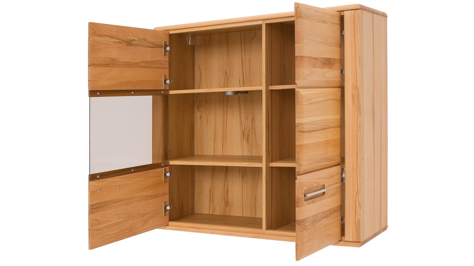 Hängeschrank Mca direkt aus Holz in Holzfarben Wohnprogramm Sena - Hängevitrine geölte Kernbuche – zwei Türen