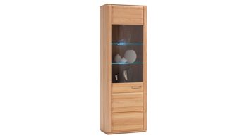 Vitrine Mca direkt aus Holz in Holzfarben Wohnprogramm Sena - Vitrinenschrank bzw. Wohnzimmerschrank geölte Kernbuche – eine Tür