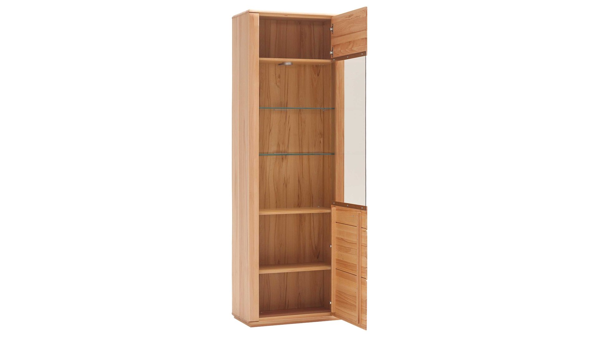 Vitrine Mca furniture aus Holz in Holzfarben Wohnprogramm Sena - Vitrinenschrank als Wohnzimmermöbel geölte Kernbuche – eine Tür