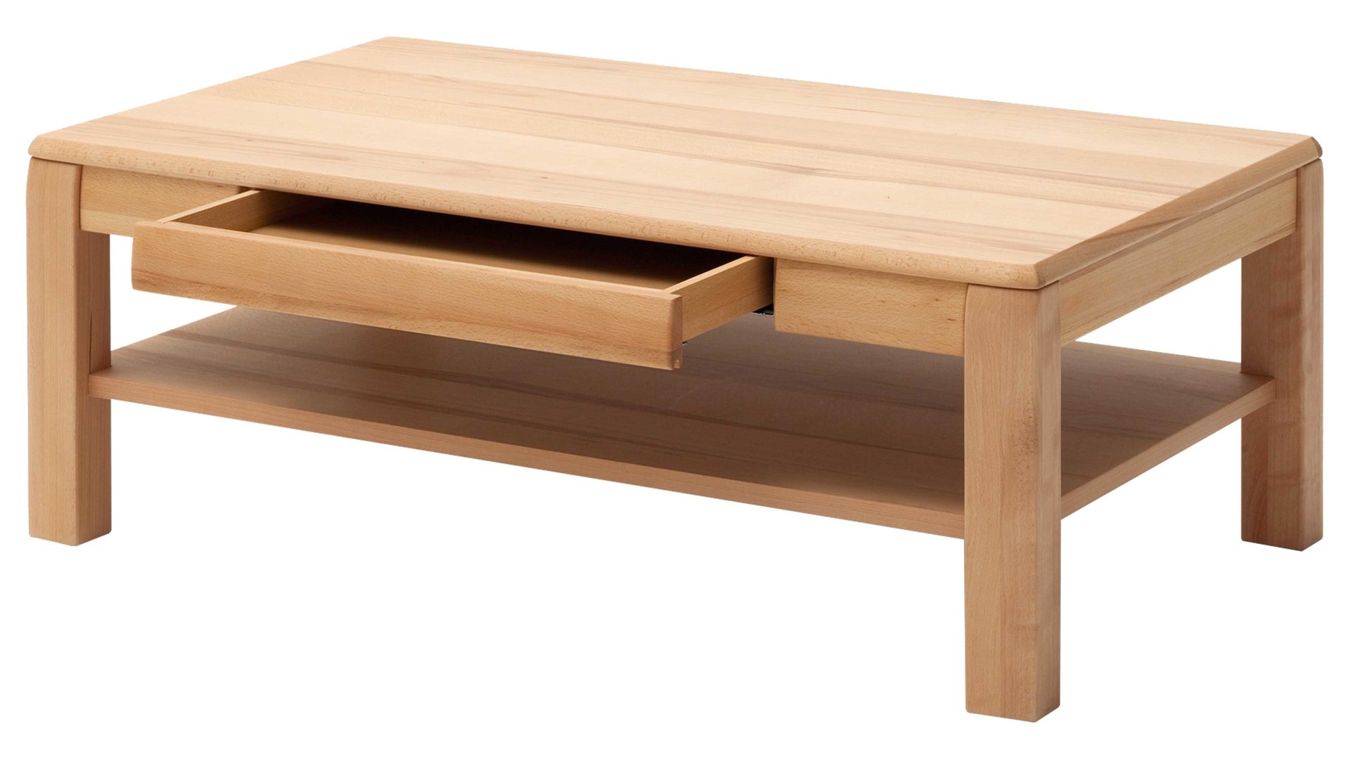 Couchtisch Mca furniture aus Holz in Holzfarben Wohnprogramm Sena - Couchtisch mit Schublade geölte Kernbuche – ca. 115 x 65 cm