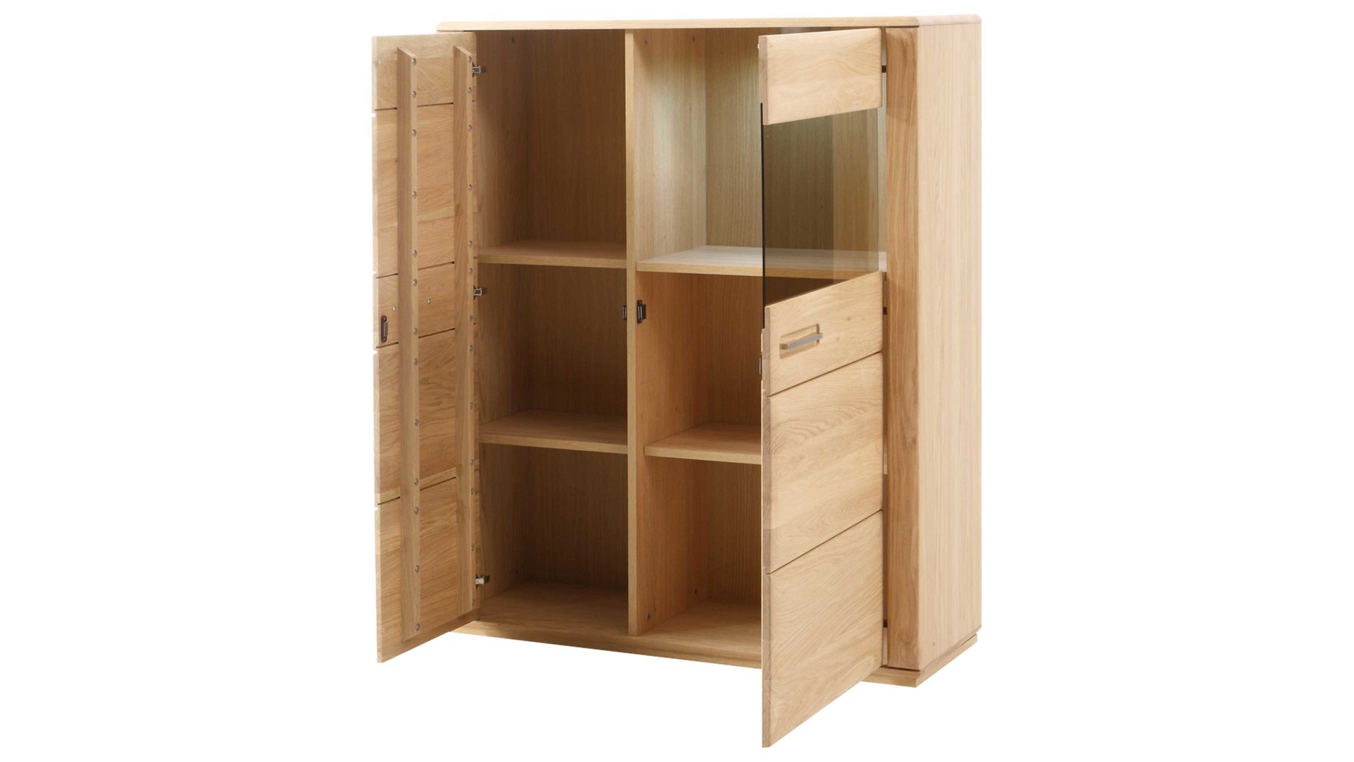 Highboard Mca furniture aus Holz in Holzfarben Hell Wohnprogramm Sena - Highboard Eiche Bianco – zwei Türen