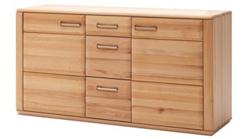 Sideboard Mca direkt aus Holz in Holzfarben Wohnprogramm Sena - Sideboard bzw. Kommodenschrank geölte Kernbuche – zwei Türen, drei Schubladen