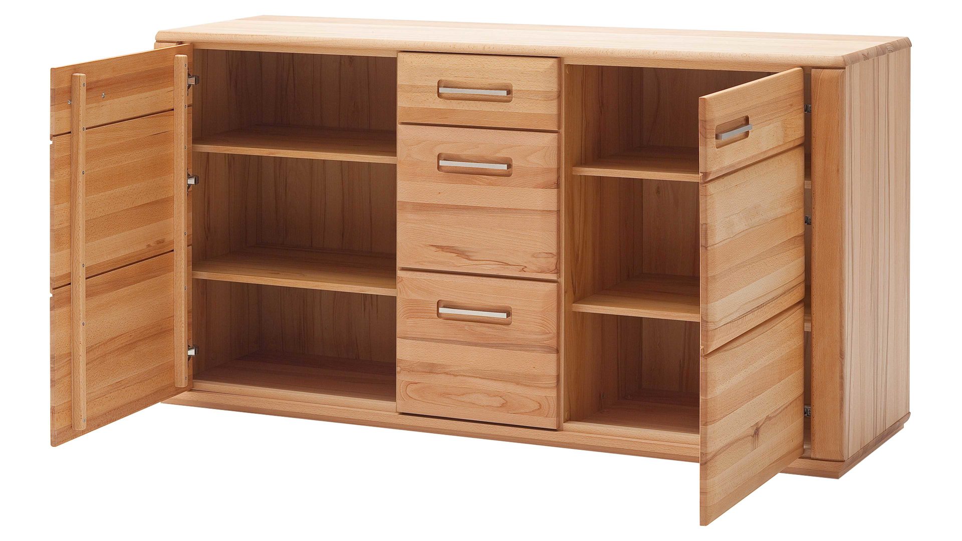 Sideboard Mca furniture aus Holz in Holzfarben Wohnprogramm Sena - Sideboard bzw. Kommodenschrank geölte Kernbuche – zwei Türen, drei Schubladen